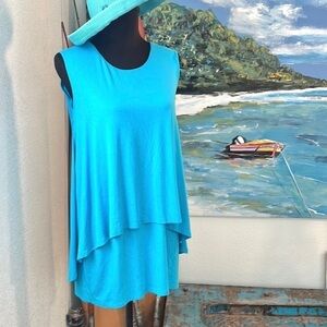 💙Isle by Melis Kazan,Women's Double Layered Knit Top In Paradise Blue, EUC, M
